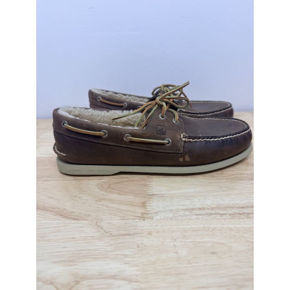 Sperry Men's Original Winter 2-Eye Boat Shoe brown shearling fleece lining #15